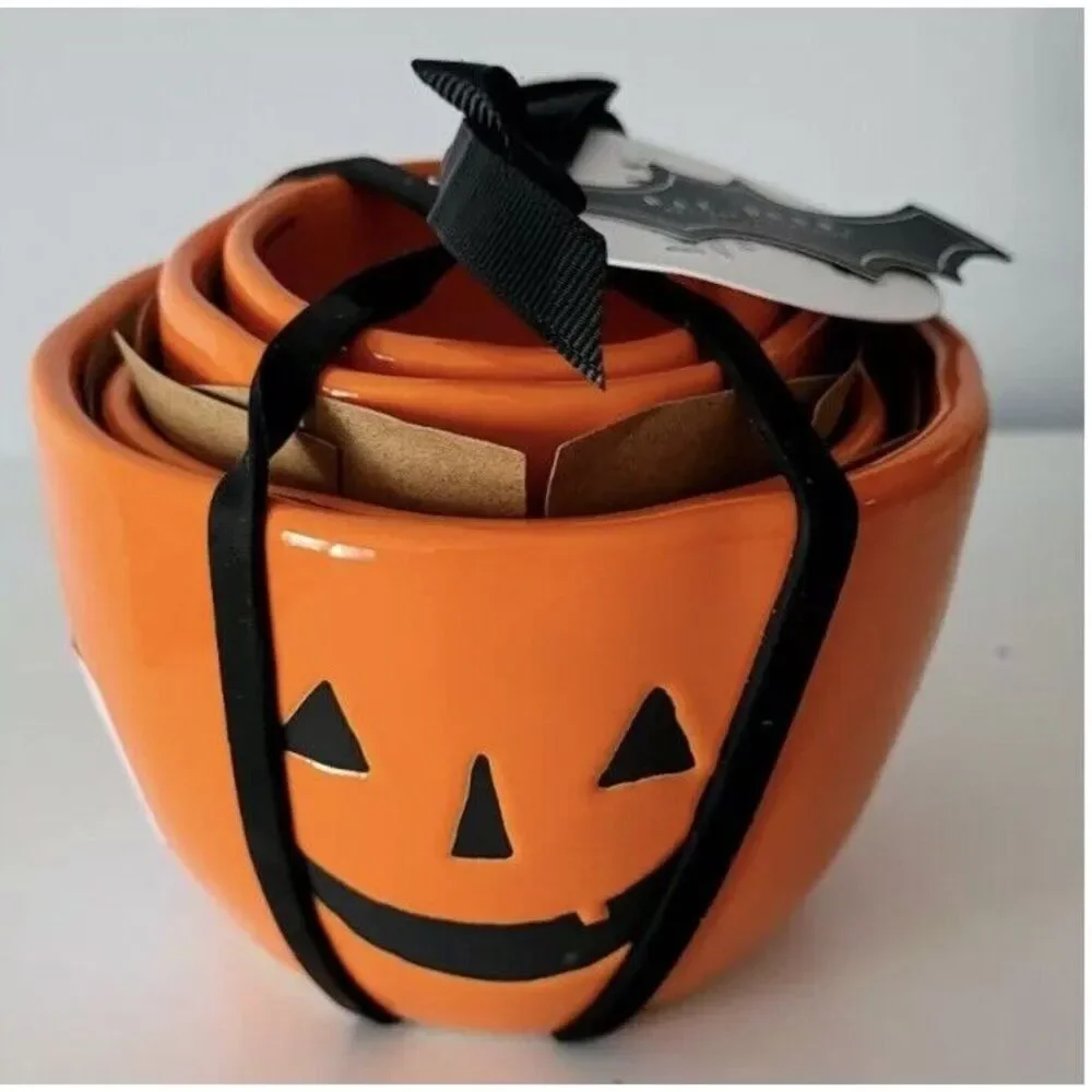 Rae Dunn Halloween Pumpkin Trick Or Treat Nesting Measuring‎ Cups New 2024